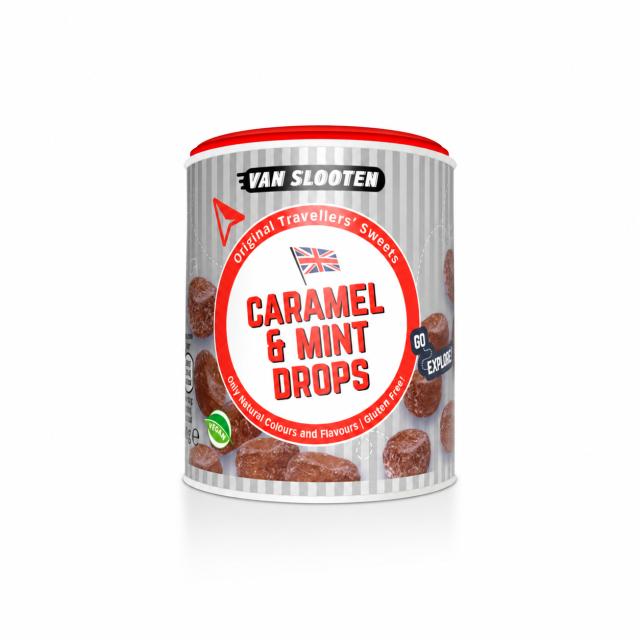 Van Slooten Travellers' Sweets Caramel Mint Drops. 200g