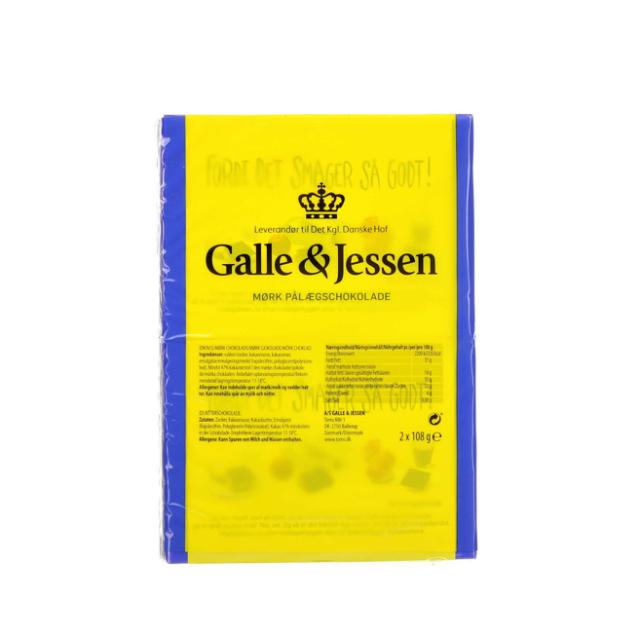 Galle & Jessen Pålægschokolade Mørk 2-pak 216g