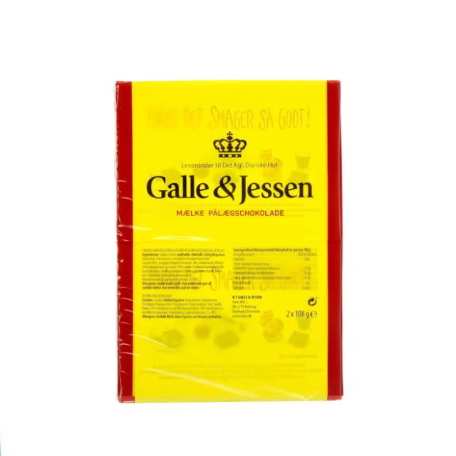 Galle & Jessen Pålægschokolade Mælke 2-pak 216g