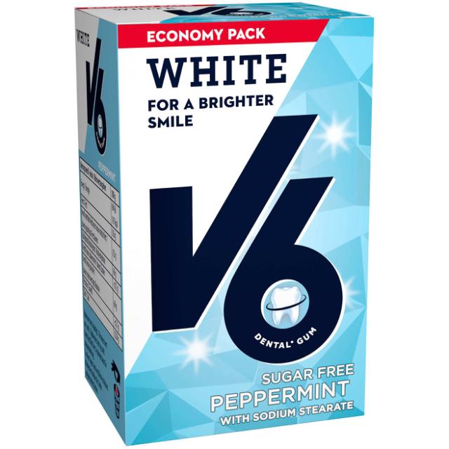 V6 White Peppermint Økonomipakke 72g