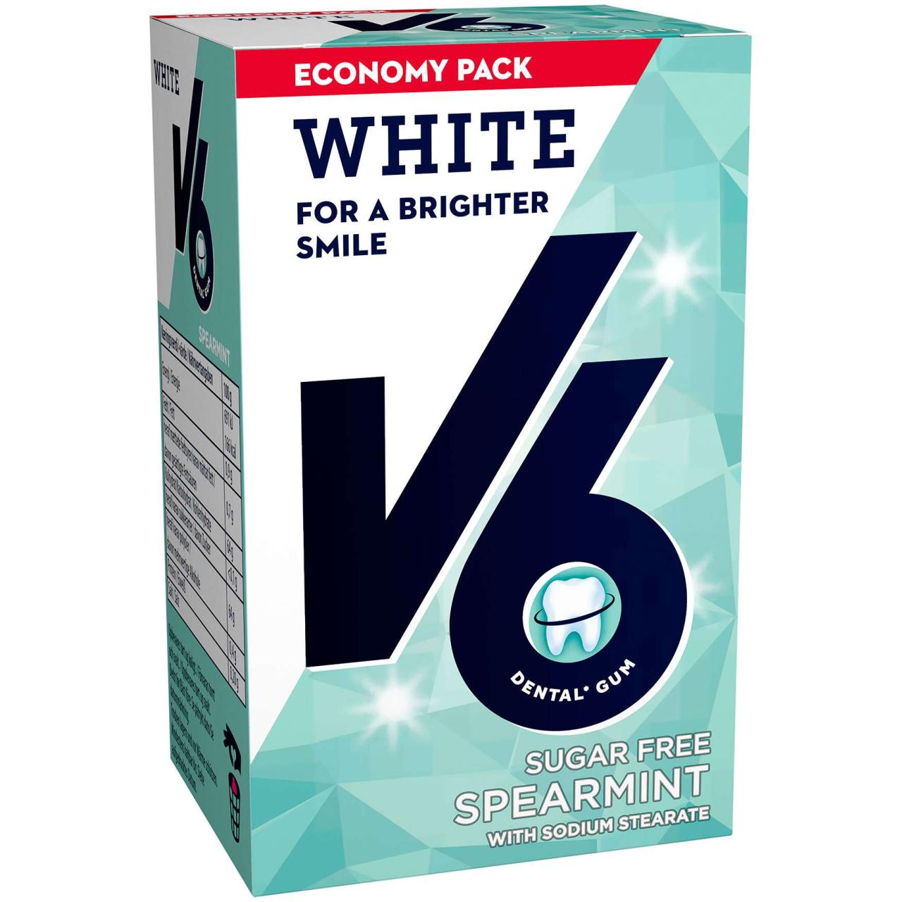 V6 White Spearmint Økonomipakke 72g