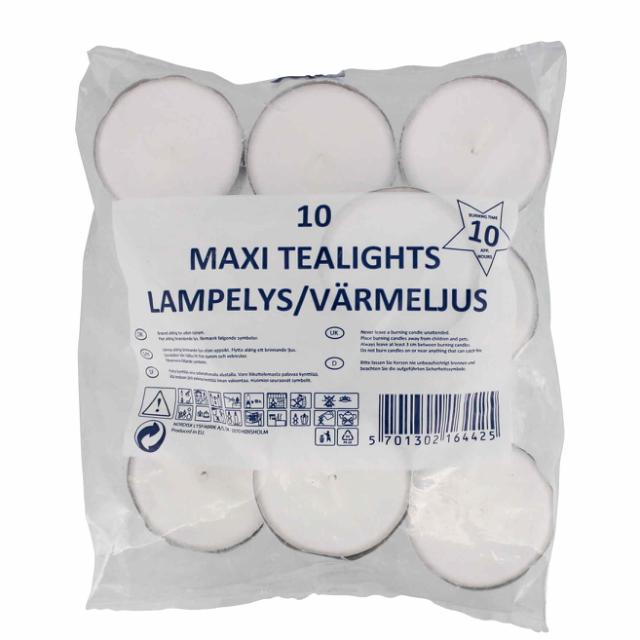 Lampelys 10 timers 10stk./Maxi Teelichter 10St.