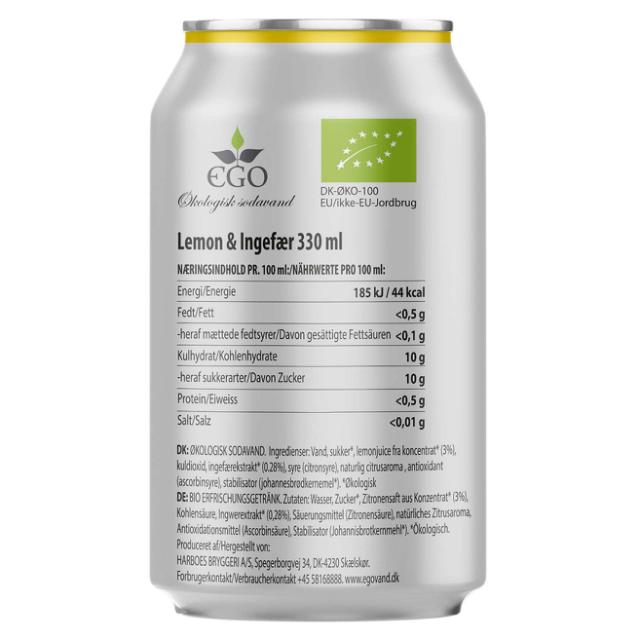 Ego Lemon/Ingefær Økologisk 24x0,33l Ds BIO