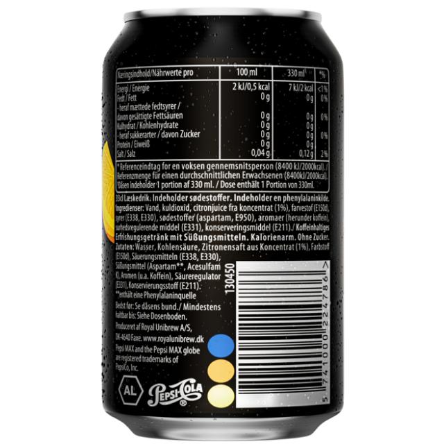 Pepsi Max Lemon 24x0,33l Dose