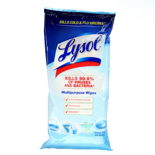 Lysol Wipes Ocean Fresh/Feuchte Tücher Desinfektion 60er