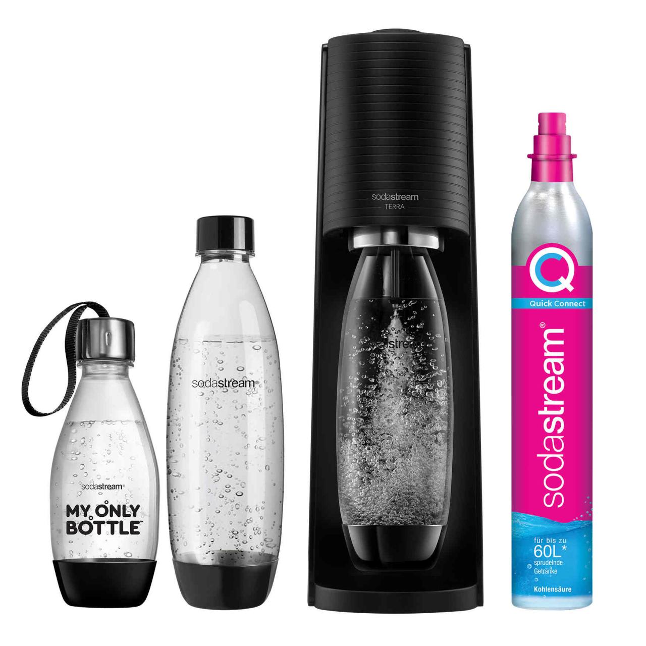 SodaStream TERRA Combopack, Schwarz mit 3 Flaschen