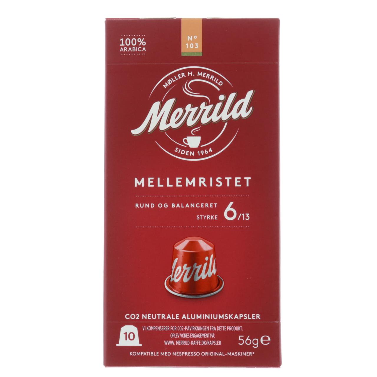 Merrild Kaffee Rød 103 Alu Kapseln 56g