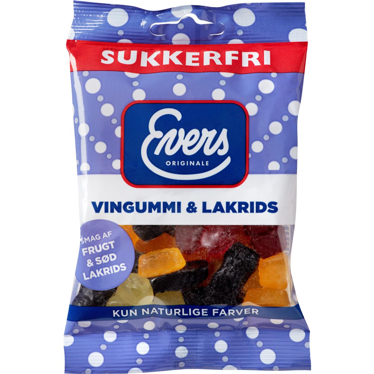 Evers Sukkerfri Vingummi & Lakrids mix 70g