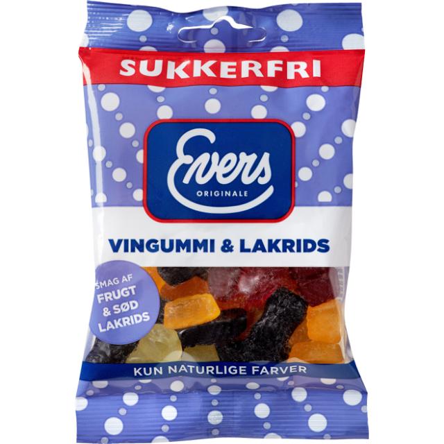 Evers Sukkerfri Vingummi & Lakrids mix 70g