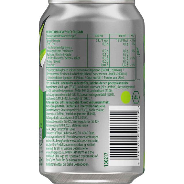 Mountain Dew Zero Sugar 24x0,33l