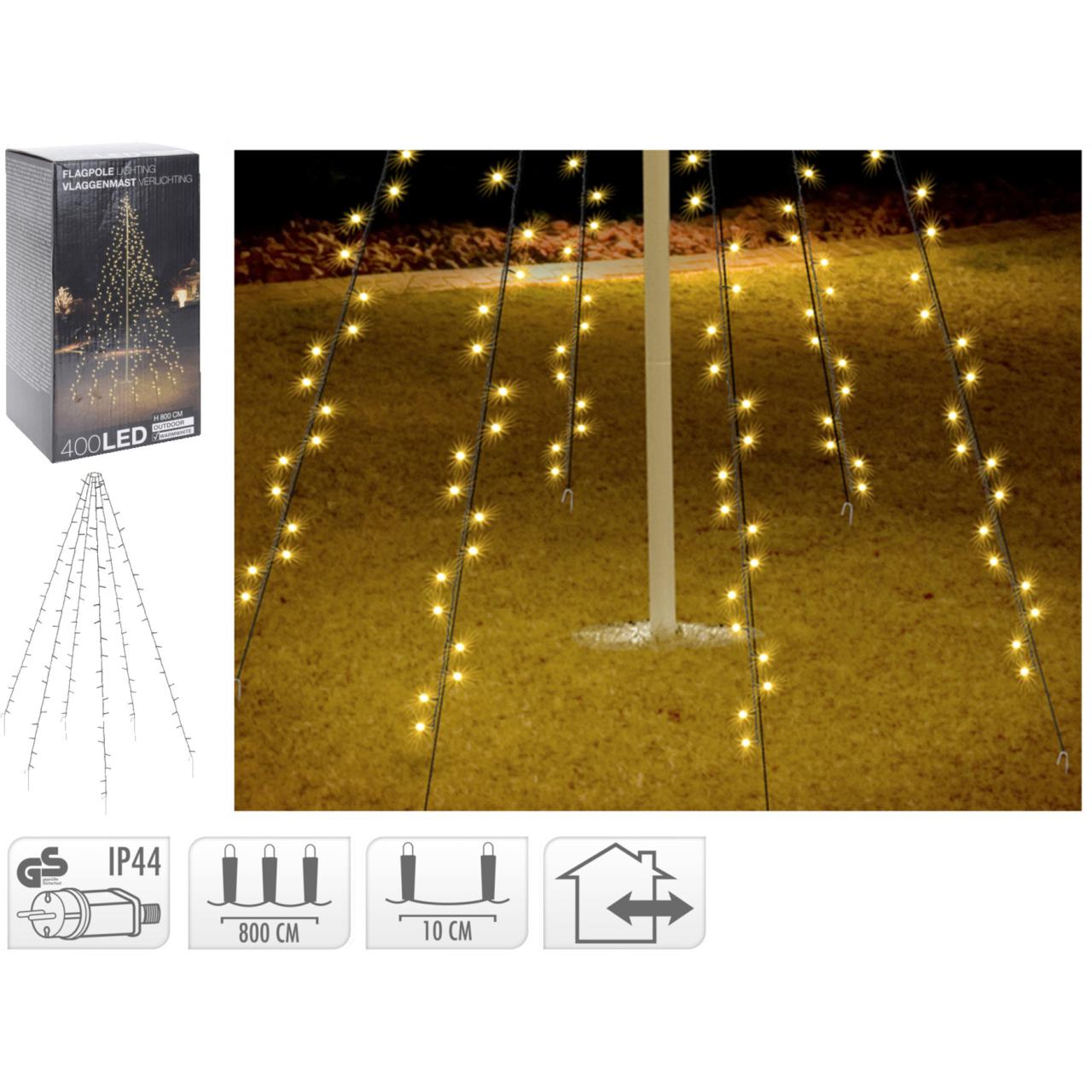 Flagstang Belysning 400 LED Varm Hvid/Fahnenmastbeleuchtung 400 LED Warmweiß