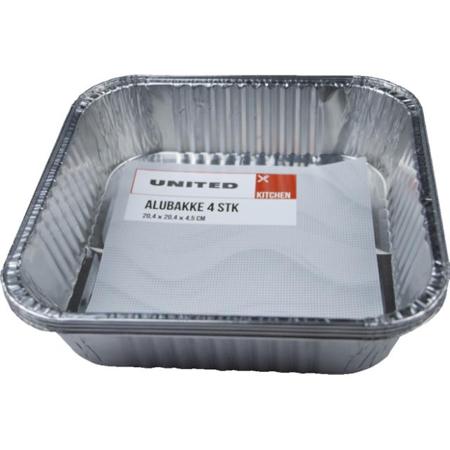Aluminiumsbakke 4 stk 20,4 x 20,4 x 4,5 cm