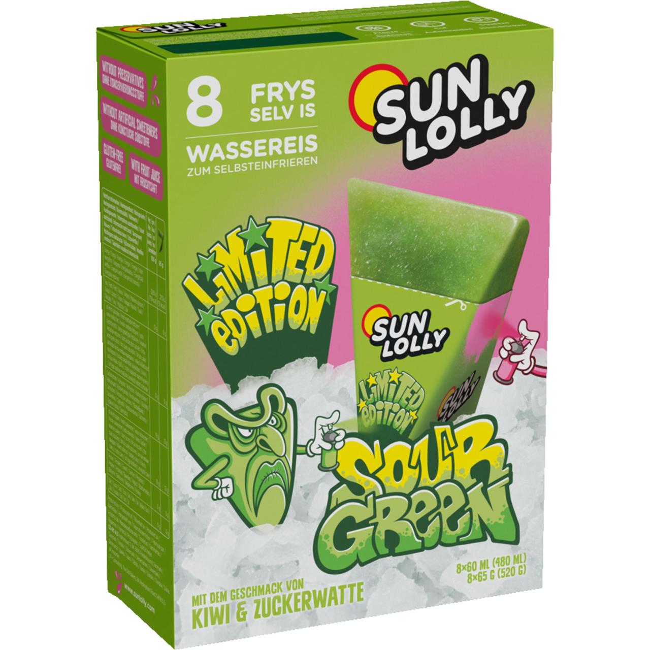 Sun Lolly Sour Green 8 stk