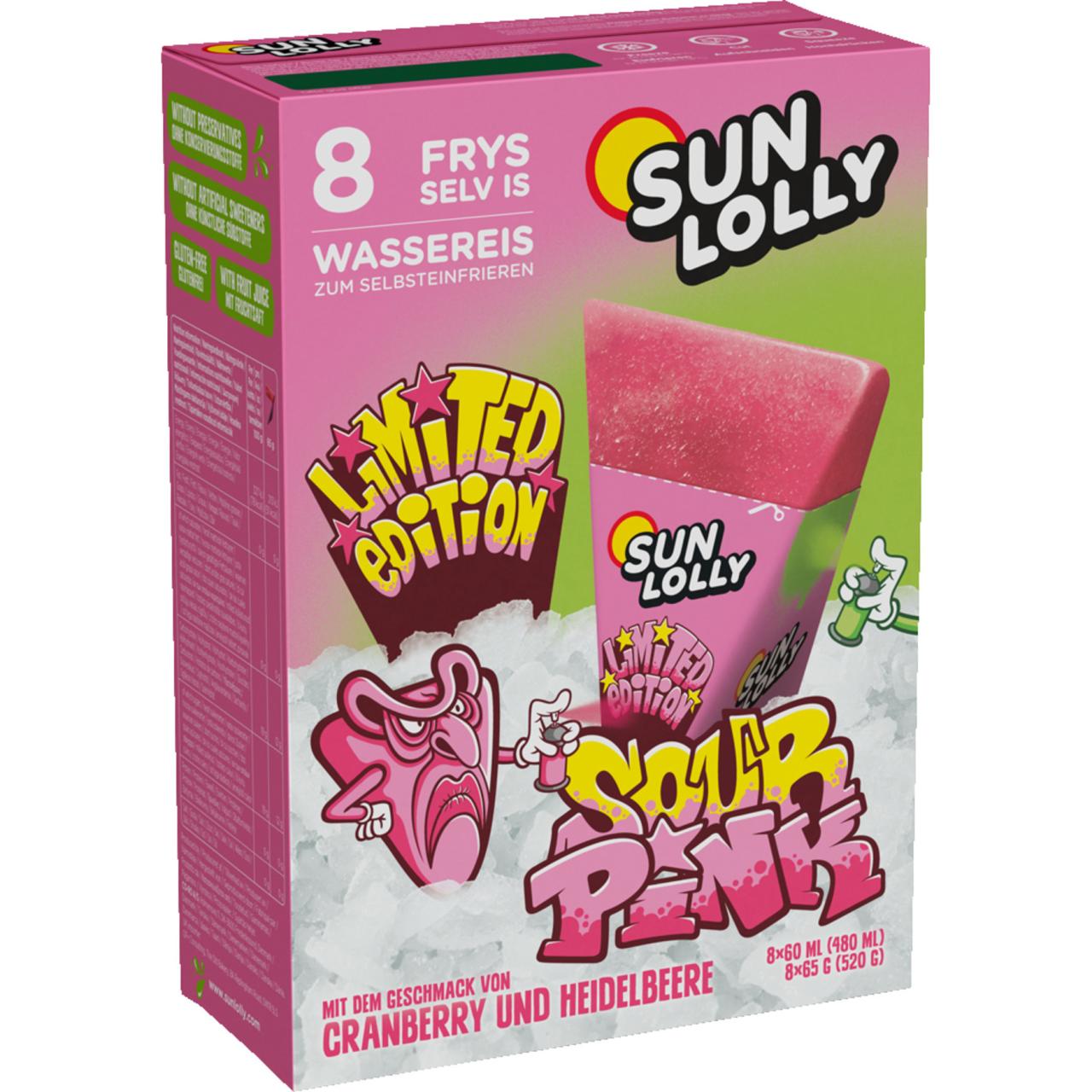 Sun Lolly Sour Pink 8 stk