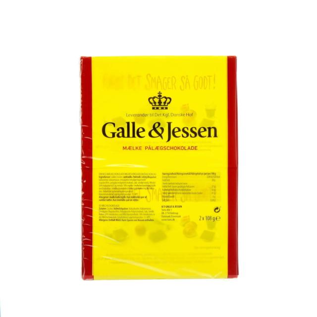 Galle & Jessen Pålægschokolade Mælke 2-pak 216g