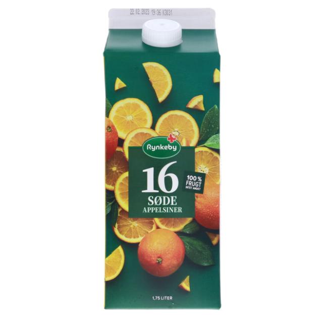 Rynkeby Juice 16 Søde Appelsiner 1750ml Display