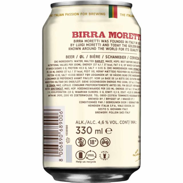 Birra Moretti 4,6% 24x0,33l Dose