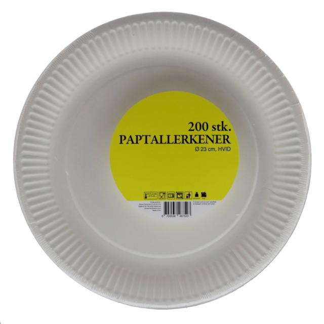 Abena Paptallerken/Pappteller, hvid/weiß, Ø23 cm, 200 stk