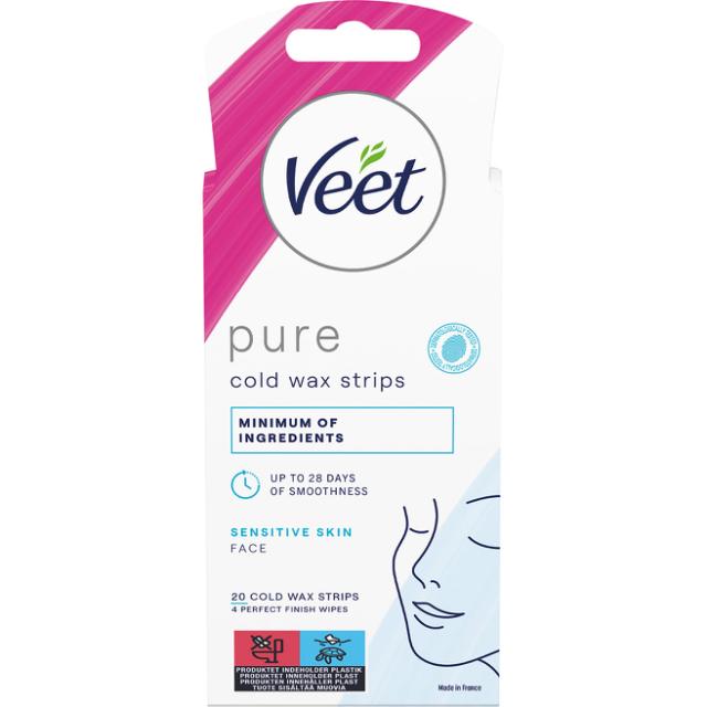 Veet Pure Cold Wax Strips Sensitive Ansigt 20 St.