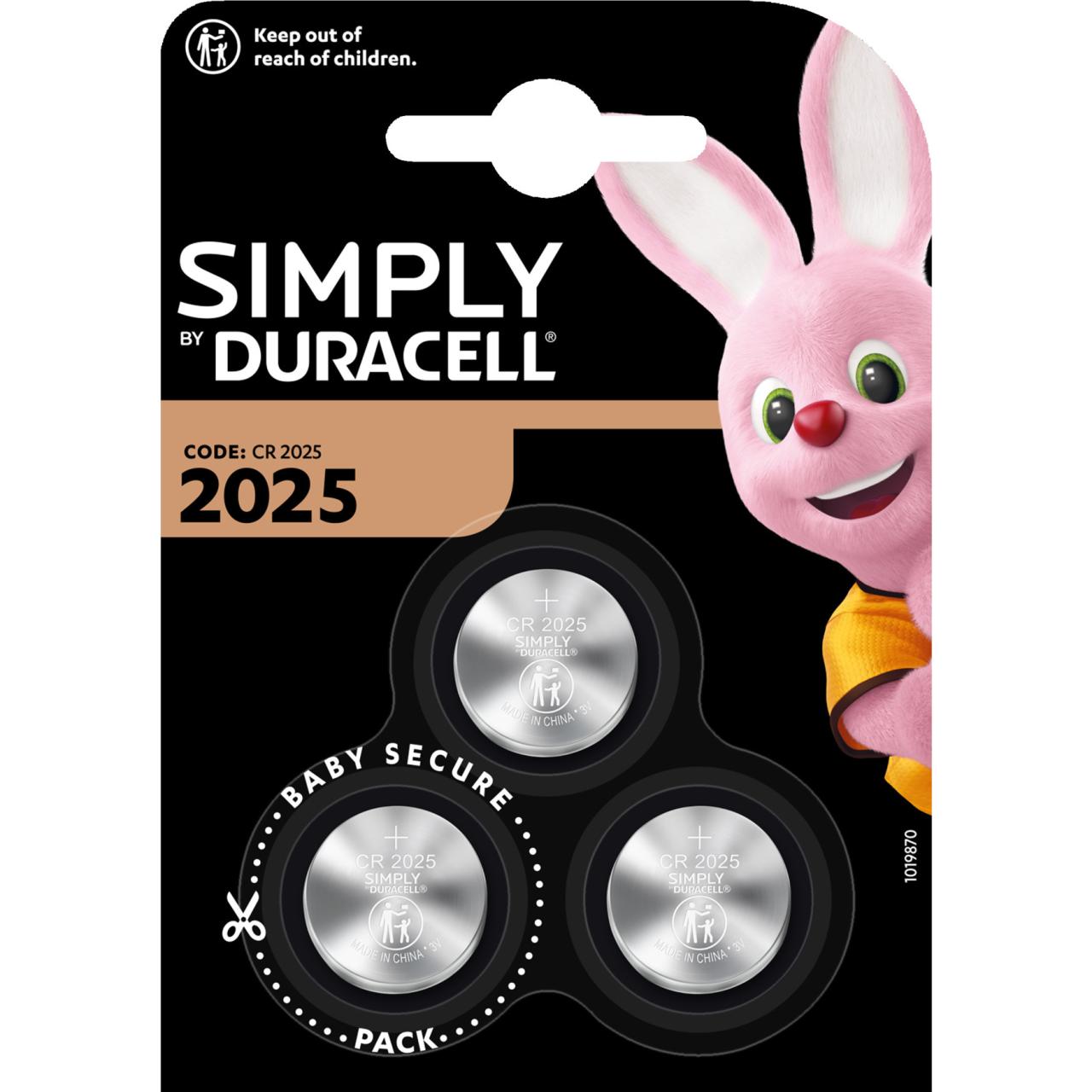 Duracell Batterien Simply CR2025 B3