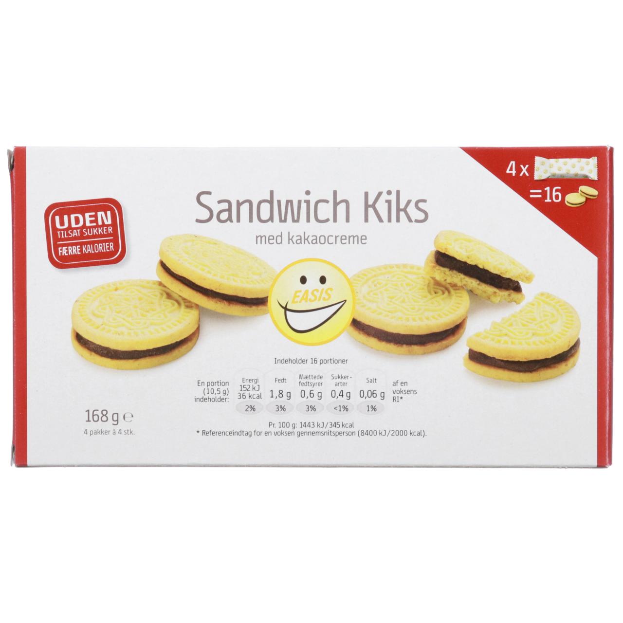 * EASIS Sandwich Kiks med Cremefyld 168g Kaloriereduceret