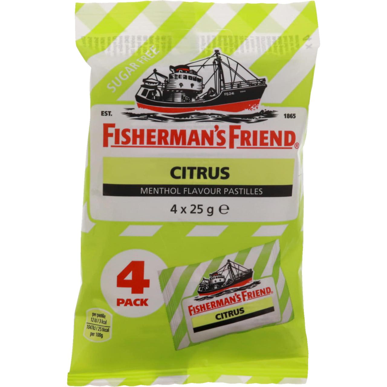 Fisherman's Friend Citrus sukkerfri 4 x 25g